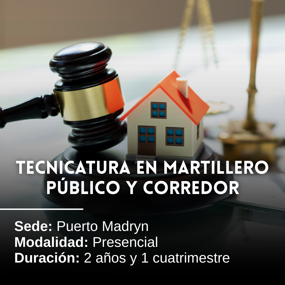 Tecnicatura en Martillero Público y Corredor: 2 años + 1 cuatrimestre, Presencial, Puerto Madryn