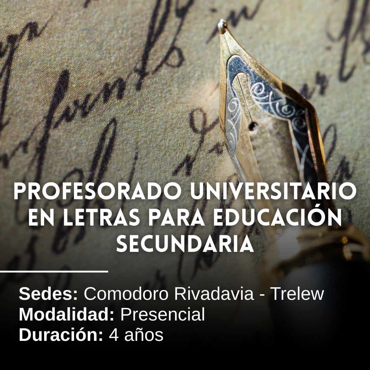 Profesorado Universitario en Letras Para Educación Secundaria: 4 años, Presencial, Comodoro Rivadavia y Trelew