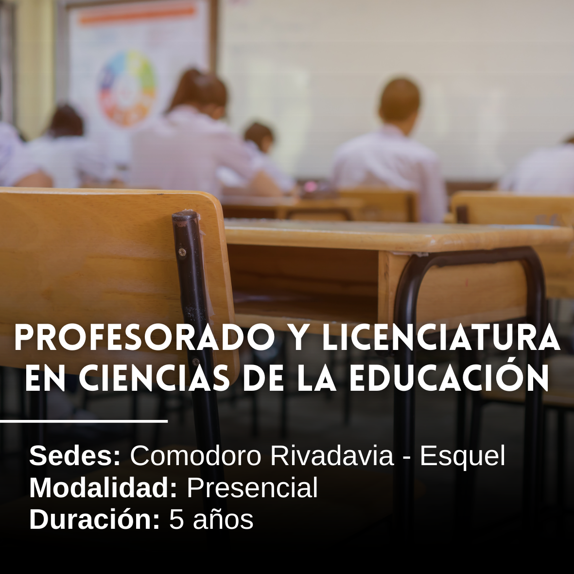 Profesorado y Licenciatura en Ciencias de la Educación: 5 años, Presencial, Comodoro Rivadavia y Esquel