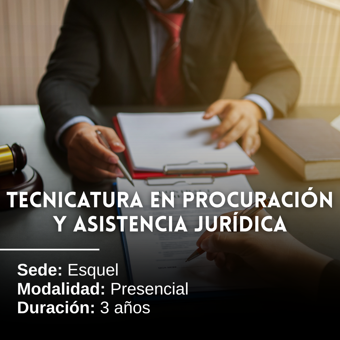 Tecnicatura en Procuración y Asistencia Jurídica: 3 años, Presencial, Esquel
