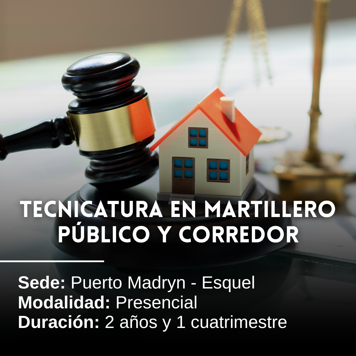 Tecnicatura en Martillero Público y Corredor: 2 años + 1 cuatrimestre, Presencial, Puerto Madryn